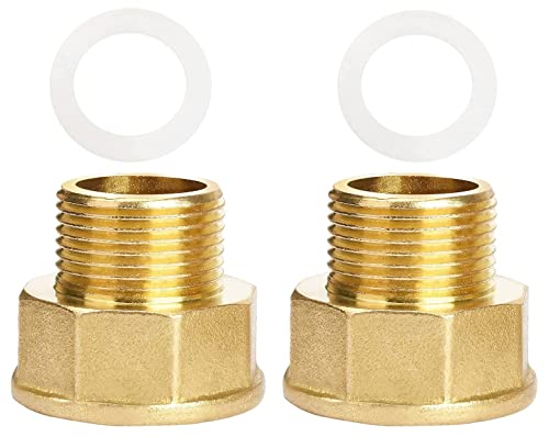 Nutmanel Reduzierstück 3/4 auf 1 Zoll aus Messing, 2 Stück Reduzierverlängerung mit Dichtring Reduzierstück Reduzierverlängerung aus Messing Gasherd Adapter Gasadapter 3/4 auf 1 Zoll von nutmanel