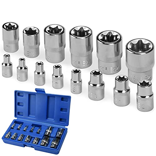 Nutmanel Torx-Stecknüsse, Innensechskant, Stern, E, Torx, E4-E24, externer Torx-Steckschlüsselsatz, 1/4 Zoll, 1/2 Zoll, 3/8 Zoll, E-Typ, Stecknüsse, Einsatzmutter von nutmanel