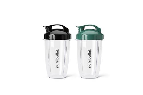 nutribullet® 680 ml To-Go-Becher und farbige Klappdeckel (schwarz/grün), ANB2C24GK von nutribullet