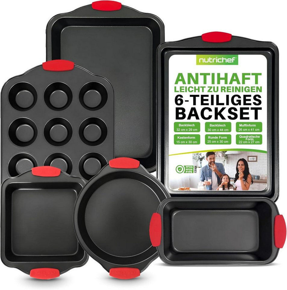 nutrichef Backform 6-Teiliges Backform Set 6-Teilig Antihaft, Stapelbare Backzubehör für Küche, als Backblech für den Ofen nutrichef Backform 6-Teiliges Backform Set 6-Teilig Antihaft, Stapelbare Backzubehör für Küche, als Backblech für den Ofen von nutrichef