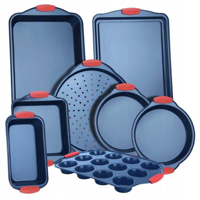 nutrichef Backform Backformen Set 8-teilig – Antihaft, Für Kuchen, Muffins & Pizza – Süßes & Herzhaftes backen von nutrichef