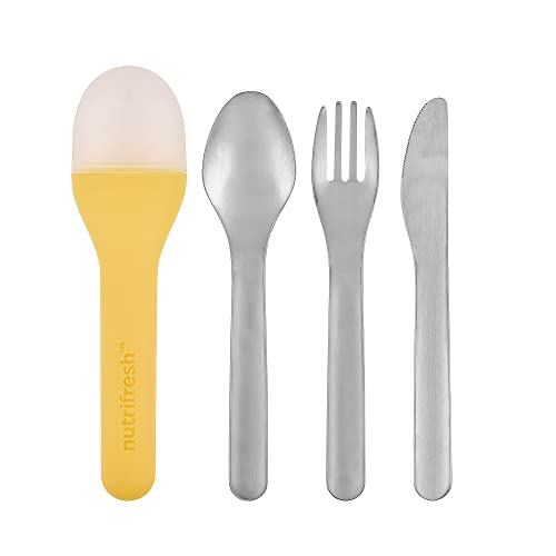 Nutrifresh Take 3-teiliges Reisebesteck-Set mit Koffer - 18 x 4,7 x 2,8 cm, Gelb von nutrifresh