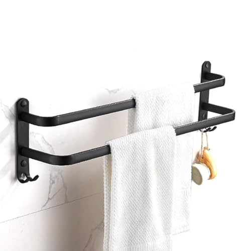 nvdsivee Handtuchhalter Wand Aluminium Badetuchhalter Moderner Einfacher Handtuchstange Handtuchständer mit 2 Haken Handtuchablage für Badezimmer Küche WC Hotel Mattschwarz 2 Schichten 50cm nvdsivee Handtuchhalter Wand Aluminium Badetuchhalter Moderner Einfacher Handtuchstange Handtuchständer mit 2 Haken Handtuchablage für Badezimmer Küche WC Hotel Mattschwarz 2 Schichten 50cm von nvdsivee