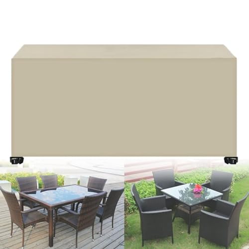 nvdsivee Abdeckung für Gartenmöbel Wasserdicht Schutzhülle Gartentisch Rechteckig Anti-UV Abdeckplane Winddicht Schwerlast 420D Oxford Gewebe Große Abdeckhauben für Möbelsets Beige 320x180x90cm von nvdsivee