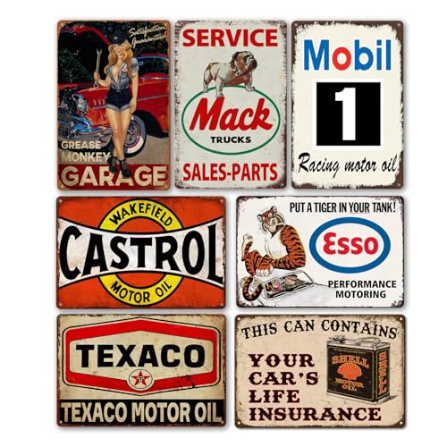 7er Set Retro Garage Deko Blechschilder Vintage Motorrad Garage Metall Poster Werkstatt Blechschild Auto Bar Schild Benzin Motoröl Laden Wandschild 8x12 Inch 7er Set Retro Garage Deko Blechschilder Vintage Motorrad Garage Metall Poster Werkstatt Blechschild Auto Bar Schild Benzin Motoröl Laden Wandschild 8x12 Inch von nwiteiw