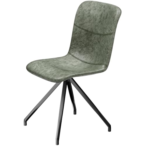 nwixbqoqn Esszimmerstuhl, Stuhl mit Rückenlehne, Sitzfläche aus Kunstleder und Beinen aus Metall, Schwarz, mit Drehfunktion, 85 x 57 x 49 cm, Grün von nwixbqoqn