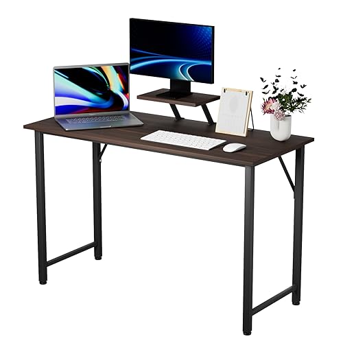 nwixbqoqn Schreibtisch Computertisch mit Monitorständer, 100x50x75cm Kleiner Schreibtisch, Steh-Sitz Tisch Kleiner Computertisch für Kleine Räume, Schlafzimmer Home Office, Schwarz von nwixbqoqn