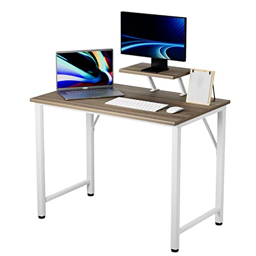 nwixbqoqn Schreibtisch Computertisch mit Monitorständer, 80x40x75cm Kleiner Schreibtisch, Steh-Sitz Tisch Kleiner Computertisch für Kleine Räume, Schlafzimmer Home Office, Braun von nwixbqoqn