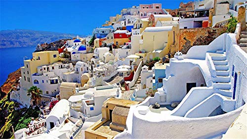 nzhma DIY 5D Diamond Painting Kits Für Erwachsene, Santorini Oia Griechenland Strass Stickerei Kreuzstich Bilder Kunsthandwerk Für Zuhause Wanddekoration 40X50Cm von nzhma