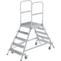 Munk Podesttreppe beidseitig begehbar mit Federrollen Aluminium geriffelt 5 Stufen von MUNK