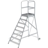 Munk Podesttreppe eins. begehbar mit Rollen und Griffen Stahl-Gitterrost 8 Stufen von MUNK