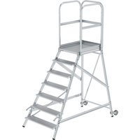 Munk Podesttreppe einseitig begehbar mit Rollen und Griffen Aluminium geriffelt 7 Stufen von MUNK