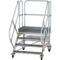 Munk Plattformtreppe 45° fahrbar Stufenbreite 1000mm 4 Stufen Aluminium geriffelt von MUNK