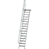 Munk Treppe mit Plattform 60° Stufenbreite 600 mm 16 Stufen Aluminium geriffelt von MUNK