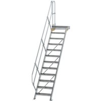 Munk Treppe mit Plattform 45° Stufenbreite 600 mm 12 Stufen Aluminium geriffelt von MUNK