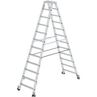 Munk Stufen-Stehleiter beidseitig begehbar mit Rollen 2x12 Stufen von MUNK