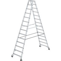 Munk Stufen-Stehleiter beidseitig begehbar mit Rollen 2x14 Stufen von MUNK