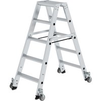 Munk Stufen-Stehleiter beidseitig begehbar mit Rollen 2x5 Stufen von MUNK