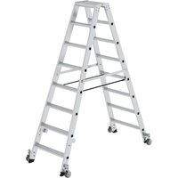 Munk Stufen-Stehleiter beidseitig begehbar mit Rollen 2x8 Stufen von MUNK
