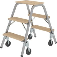 Munk Stahl-Holz-Tritt mit Bockrollen 2x3 Stufen von MUNK