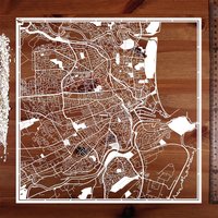 Aberdeen, Glasgow, Papierschnitt, Schottland, 30×30 cm. Paper Art Ideale Geschenke von o3designstudio1