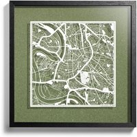 Düsseldorf/Essen, Landkarte 3D Gerahmt 45x45 cm, Geschenkbox, 4 Hintergrundfarben, Papierkunst, Ideale Geschenke von o3designstudio1