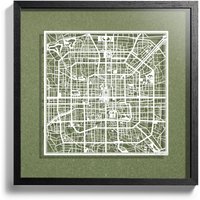 Papier Geschnitten Karte Peking 3D Gerahmt 45x45 cm, Geschenkbox, 4 Hintergrundfarben, Papierkunst, Ideale Geschenke von o3designstudio1