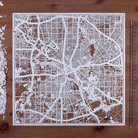 Papierschnitt Karte Dallas 30×30 Inch. Paper Art Ideale Geschenke von o3designstudio1