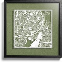 Papierschnitt Karte Kopenhagen, 3D Gerahmt 45x45 cm, Mit Geschenkbox, 4 Hintergrundfarben, Papierkunst, Ideale Geschenke von o3designstudio1