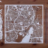 Papierschnitt-Karte Kopenhagen 30×30 Inch. Paper Art Ideale Geschenke von o3designstudio1