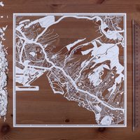 Papierschnitt-Landkarte Honolulu 12×12 In. Paper Art Ideale Geschenke von o3designstudio1