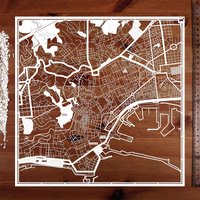 Papierschnitt Landkarte Neapel, 30×30 cm. Paper Art Ideale Geschenke von o3designstudio1