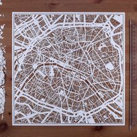 Papierschnitt-Landkarte Paris 30×30 Inch. Paper Art Ideale Geschenke von o3designstudio1