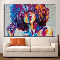 Afroamerikanerfrau Leinwand Wandkunst/Weibliche Wandkunst/Pop Art/Extra Große Wandkunst/Moderne Haus Wanddekoration/Schlafzimmer Wandkunst/Zimmer von oCanvasHomeDecors