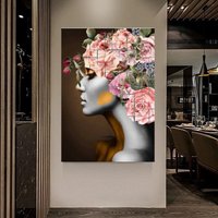 Blumen Frau Wandkunst/Gesicht Leinwanddruck Dekore Drucke Extra Große Leinwand von oCanvasHomeDecors