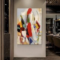 Bunte Acryl Leinwand Wandkunst/Moderne Abstrakte Kunst Große Für Wohnzimmer Übergroße Extra von oCanvasHomeDecors