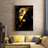 Goldene Und Schwarze Frau/Leinwand Kunst Leinwanddruck Wanddekor Wohndekor von oCanvasHomeDecors