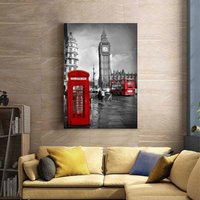 Red Phone Booth in London Wall Art/Berühmte Orte Leinwanddruck Wandkunst Beste Wanddekore Perfect Photo Arts Wohndekor von oCanvasHomeDecors