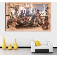 Steampunk Leinwand Wandkunst, Vintage Leinwanddruck, Steampunk-Stil Wanddekoration, Retro Industrial Machines Home Office Decor Arts von oCanvasHomeDecors