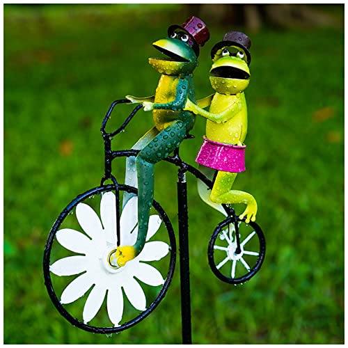 oFzimTo Windrad Garten, 85cm Windrad Garten Metall, Fahrrad-Windspiele für Draußen, für Balkon, Hof, Rasen, Hofdekoration (Weiß) von oFzimTo