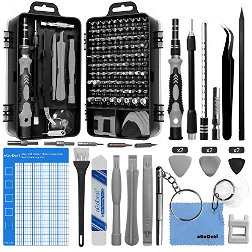 oGoDeal 127 in 1 Mini Feinmechaniker Schraubendreher Werkzeug Set und öffnungswerkzeug für iPhone, PC, Laptop, iPad, Tablet,Computer, MacBook, Brille, Xbox, Uhren, Kamera Reparatur (grau) von oGoDeal