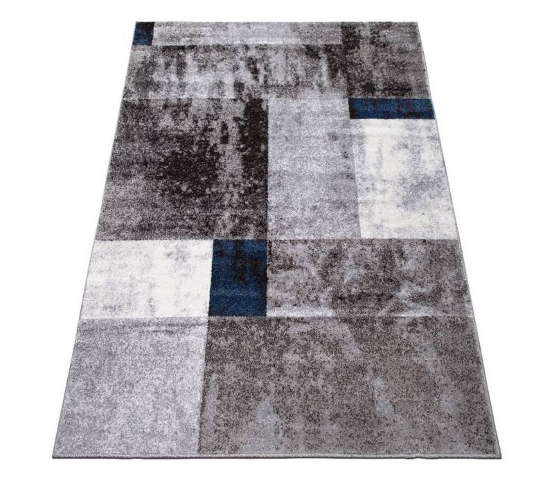 oKu-Tex Teppich >>PHOENIX<< weicher Kurzflor, geometrisches Design, Quadrate, modern, Höhe: 10 mm, Kurzflorteppich, weicher Kurzflor, pflegeleicht, strapazierfähig von oKu-Tex