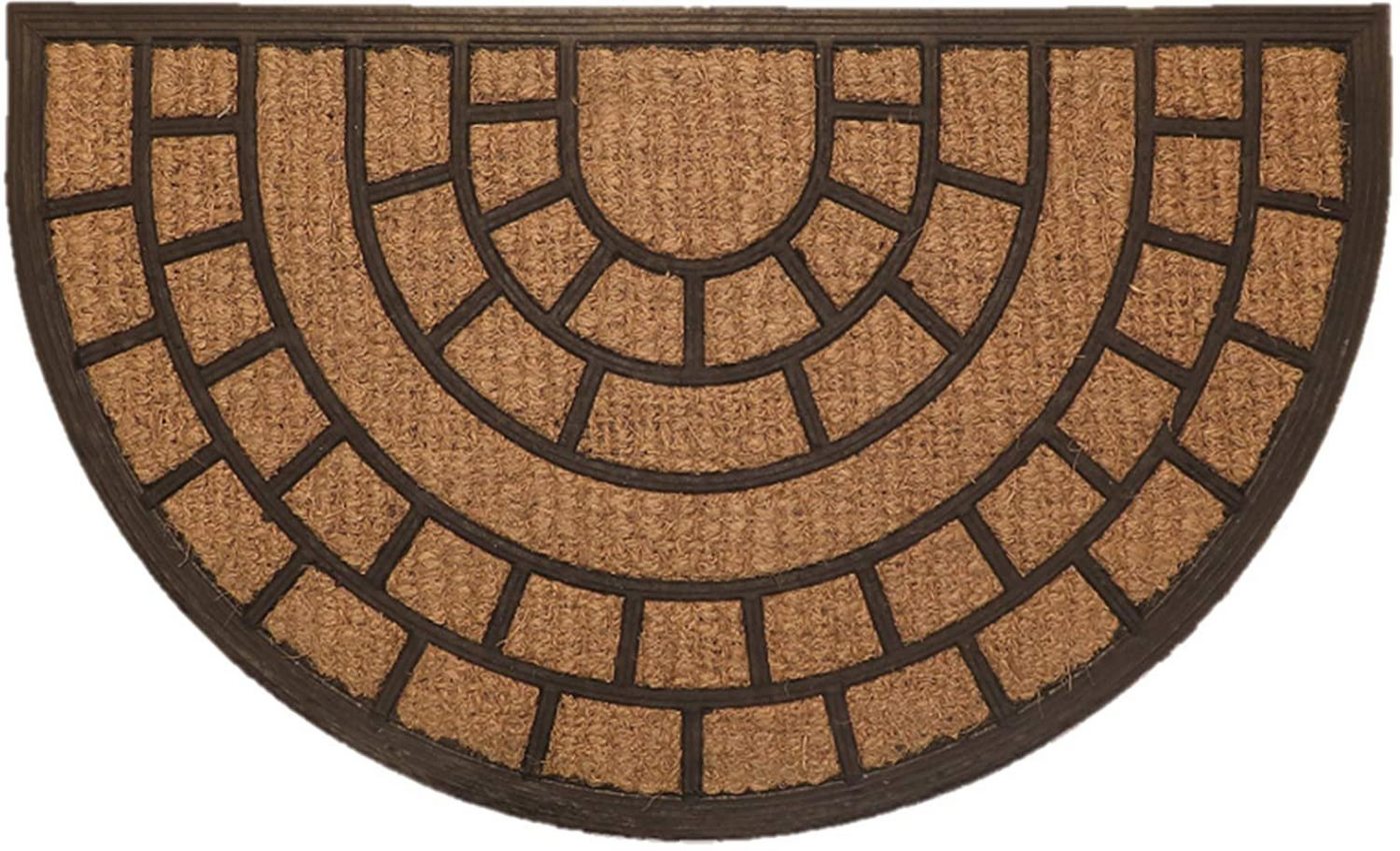 Fußmatte Structure, oKu-Tex, halbrund, Fußmatte, halbrund, Kokosmatte, Kokos, Gummi, außen, 45 x 75 cm, Muschel Kachel Ornamente von oKu-Tex