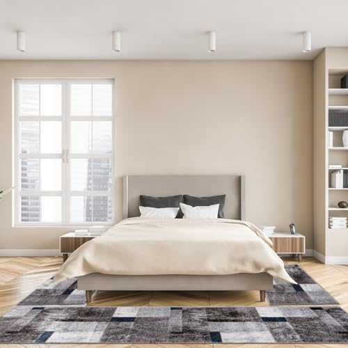 oKu-Tex Bettumrandung Set 3-TLG. | Teppich Schlafzimmer | Florhöhe: 9 mm | besonders weicher Flor | geometrisches Muster | modern | meliert grau blau | dichte Qualität | 1 x Läufer, 2 x Brücke oKu-Tex Bettumrandung Set 3-TLG. | Teppich Schlafzimmer | Florhöhe: 9 mm | besonders weicher Flor | geometrisches Muster | modern | meliert grau blau | dichte Qualität | 1 x Läufer, 2 x Brücke von oKu-Tex