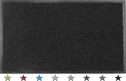 oKu-Tex Eco-Clean Schmutzfangmatte, Fußmatte, Läufer, rutschfest & waschbar, recycelt, für innen, schwarz, 90 x 120 cm von oKu-Tex