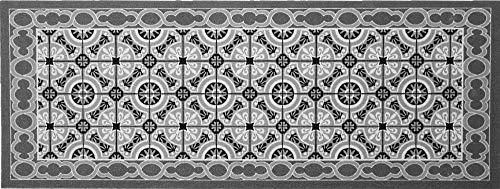 oKu-Tex Fußmatte | Schmutzfangmatte, Küchenläufer | Mosaik Muster Kacheln Kariert | Waschbar | Türvorleger für innen | rutschfest | grau/anthrazit | 45 x 75 cm von oKu-Tex