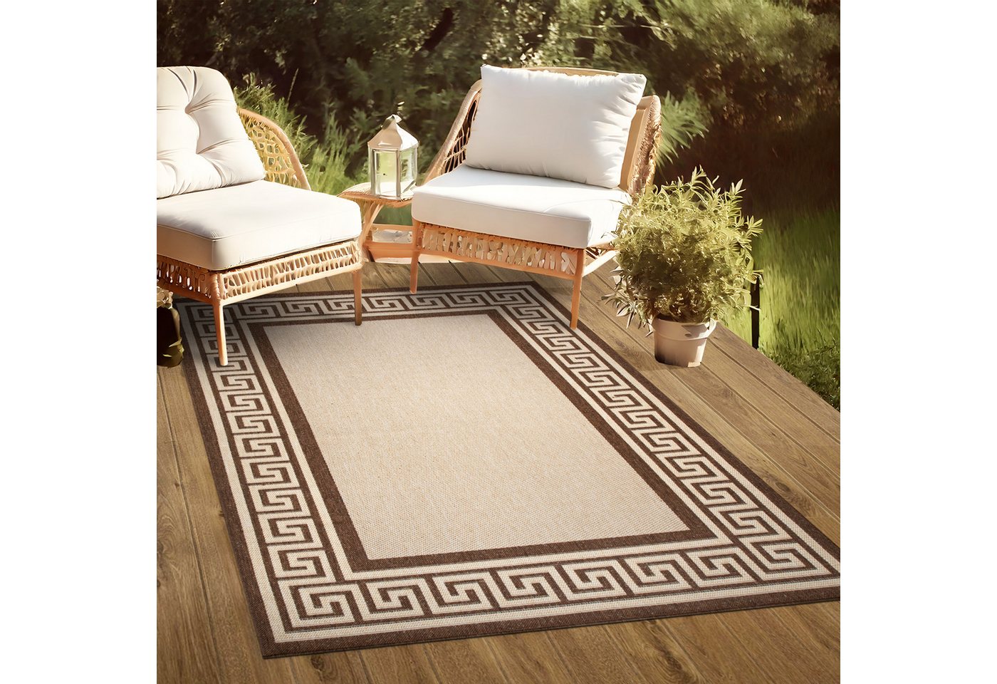 oKu-Tex Outdoorteppich PLUTUS In- & Outdoor Teppich, Flachgewebe, Sisaloptik, rechteckig, Höhe: 3 mm, griechische Bordüre, UV-Resistent, Terrasse, Küche, Bad, Grau-Schwarz oKu-Tex Outdoorteppich PLUTUS In- & Outdoor Teppich, Flachgewebe, Sisaloptik, rechteckig, Höhe: 3 mm, griechische Bordüre, UV-Resistent, Terrasse, Küche, Bad, Grau-Schwarz von oKu-Tex