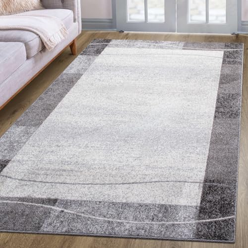 oKu-Tex Teppich | Webteppich | für Wohnzimmer, Flur, Schlafzimmer | Hellgrau Modern | geometrisches Design | Öko-Tex 100 |Größe 120 x 170 cm, 30181grau120170 von oKu-Tex