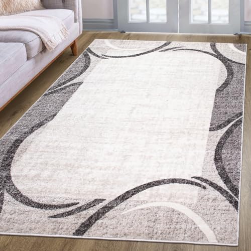 oKu-Tex Teppich | Webteppich | für Wohnzimmer, Flur, Schlafzimmer | Teppichläufer, Brücke | Creme Modern | geometrisches Design | Öko-Tex 100 |Größe 60 x 110 cm, 30171creme060110 von oKu-Tex