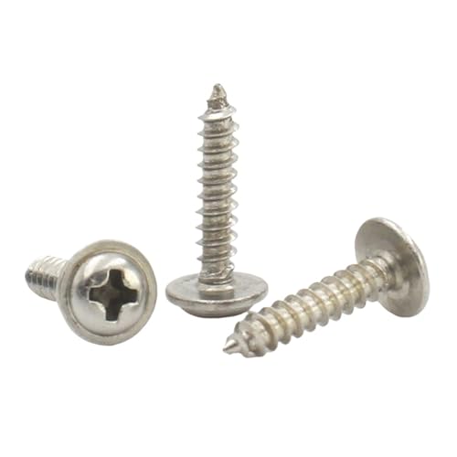 100/200 Stück 304 Edelstahl M1.4 M1.7 M2 M2.3 M2.6 Kreuzschlitz-Rundkopf mit Unterlegscheibe und Kragen, selbstschneidende Schraube(10mm,M2.3 (100pcs)) von oavhvchg